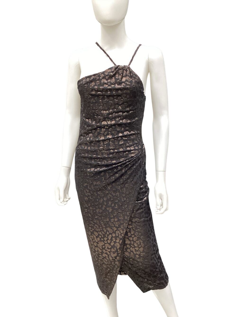 IRO Paris Dress Women’s Size S Asymmetrical Body Hugging Sleeveless Black&Bronze